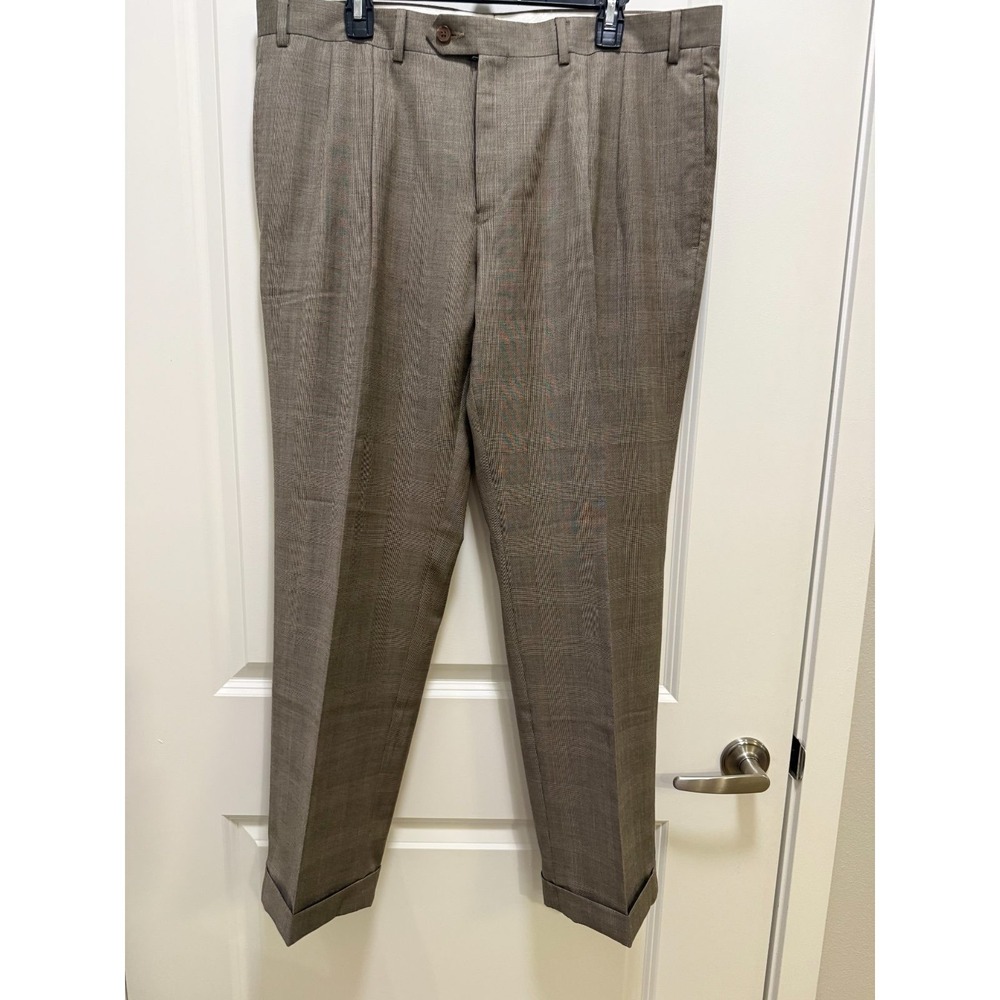 Ralph Lauren Tan Plaid Total Comfort Dress Pants Men's 38x30